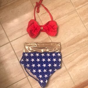 High waisted Wonder Woman swim suit small